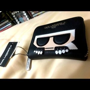 Karl Lagerfeld Paris Logo Faux Leather Card Wallet